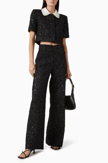 جاكيت بينيلي مطرز بالترتر تويد