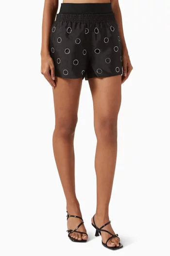 شورت مارس مطرز بأحجار الراين