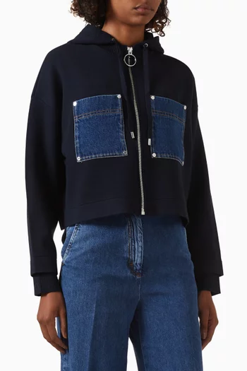 كنزة أدريان بغطاء رأس قماش منسوج ودينم