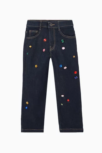 Rhinestone Jeans in Denim