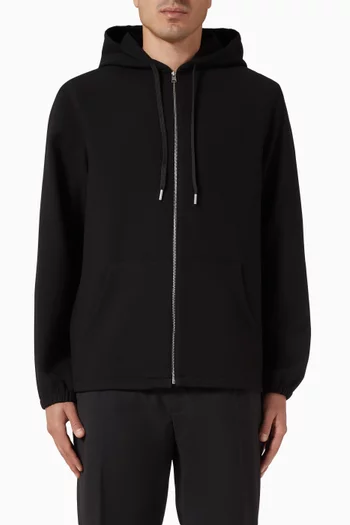 كنزة بغطاء رأس وسحّاب مزيج فيسكوز