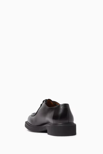 Moc-toe Derby Shoes in Glazed Leather