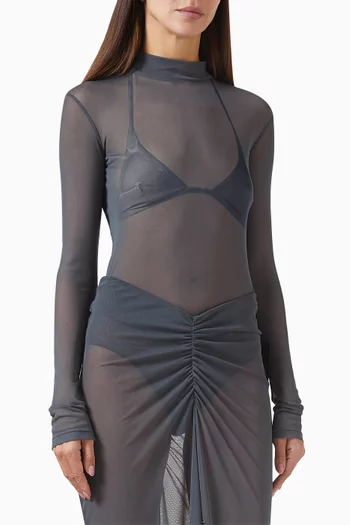 Mockneck Bodysuit in Mesh