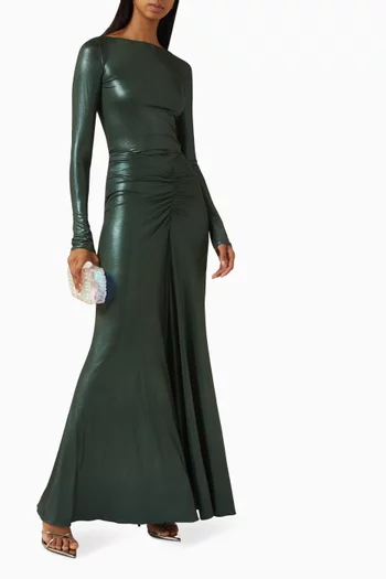 بودي سوت بفتحة رقبة على شكل قارب جيرسيه لامع