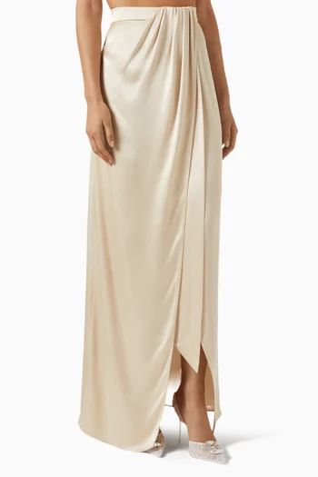 Wrap-front Skirt in Satin