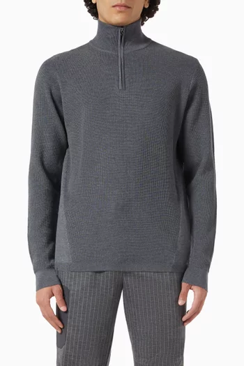 سترة بسحّاب قصير نسيج وافل