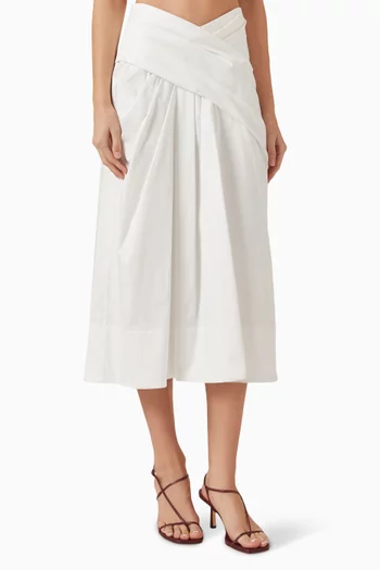 Bryn Midi Skirt in Cotton-poplin