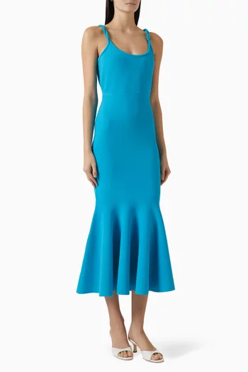 فستان تيس متوسط الطول بقصة واسعة منسوجة