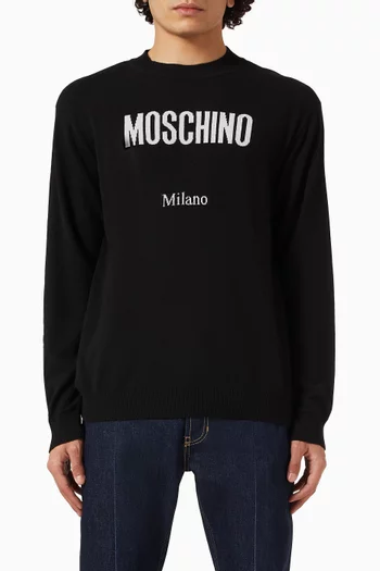 سترة بشعار الماركة مزيج صوف