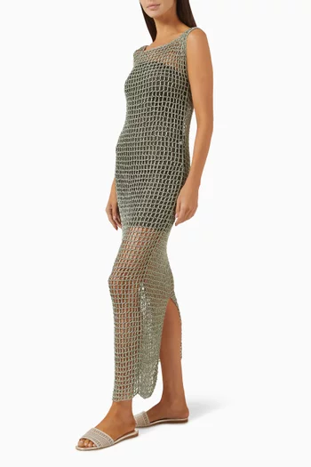 Rebeca Crochet Dress in Viscose Satin