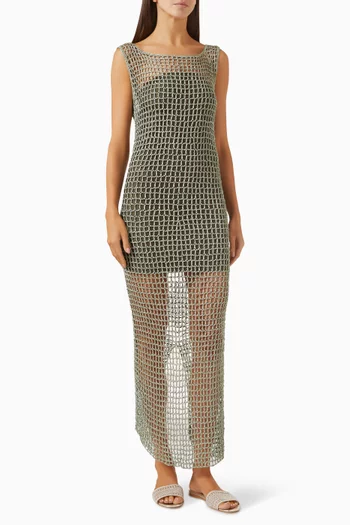 Rebeca Crochet Dress in Viscose Satin