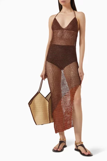 Prisci Crochet Dress in Viscose Satin