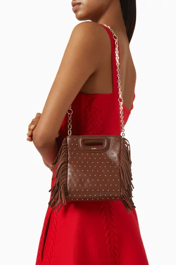 Mini M Studded Bag in Leather