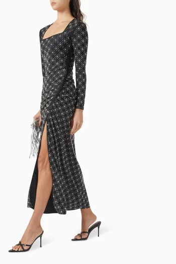 Pearl & Rhinestone Embellished Maxi Dress