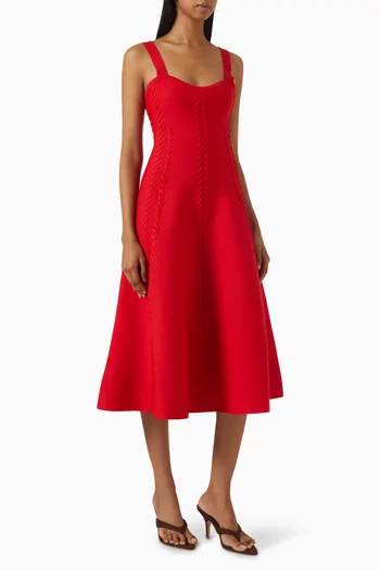 Rorsya Midi Dress in Pointelle-knit