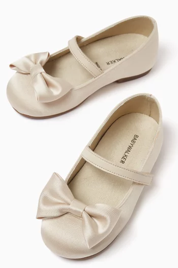 Bow-embellished Ballerina Flats in Satin