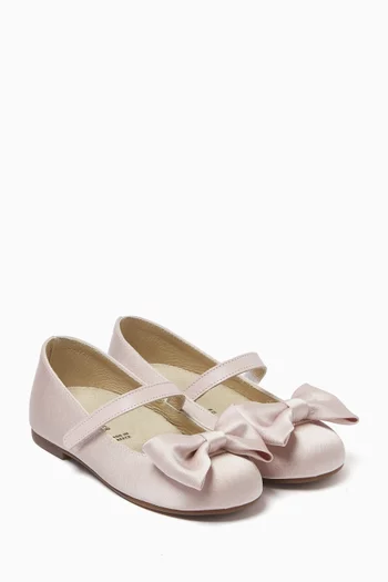 Bow-embellished Ballerina Flats in Satin
