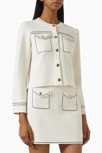 Moussaillon Topstitched Cropped Cardigan