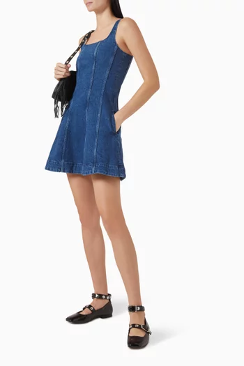 Flared Mini Dress in Denim