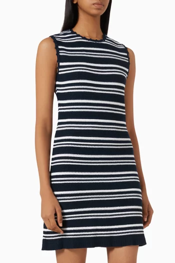 Striped Crochet Mini Dress in Viscose Blend