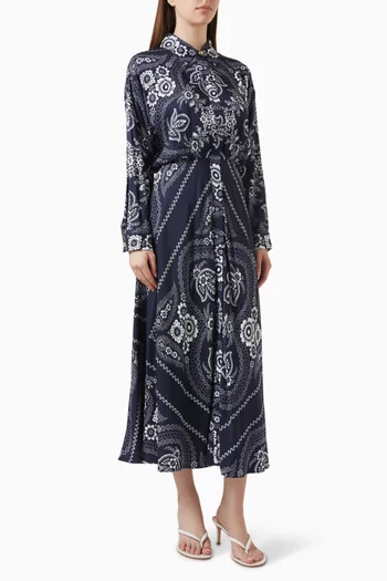 Printed Midi Dress in Viscose