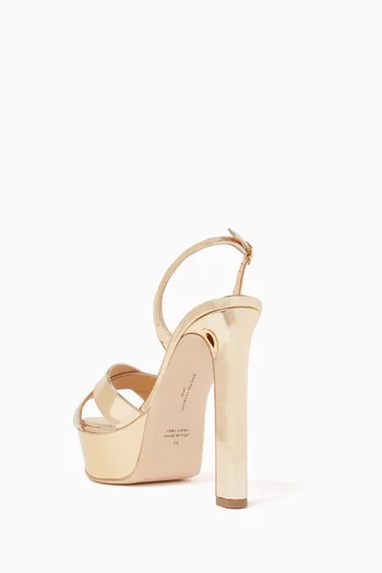 Leonardo 130 Platform Sandals in Metallic Leather