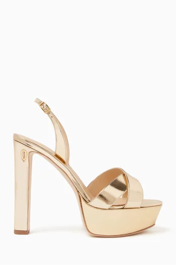 Leonardo 130 Platform Sandals in Metallic Leather