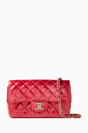 Mini Quilted Flap Bag in Shaded Patent Calfskin