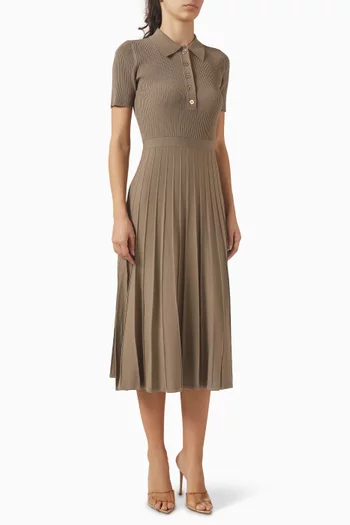 فستان بولو متوسط الطول نسيج مضلع