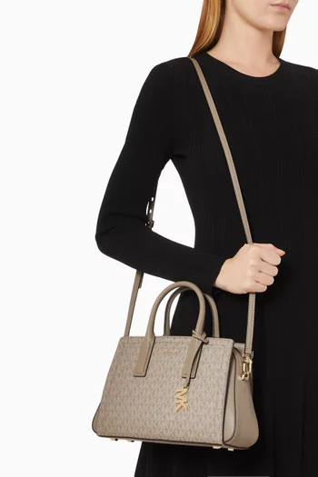 Small Laila Satchel Bag in Logo Canvas