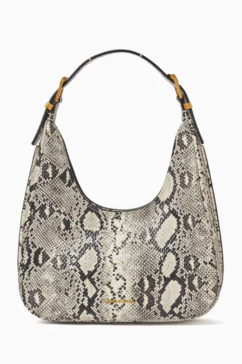 حقيبة هوبو نوليتا صغيرة جلد بنقشة جلد الأفعى