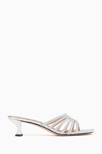 حذاء مفتوح هيسلي بتصميم مرصع بالكريستال وكعب 20 مم