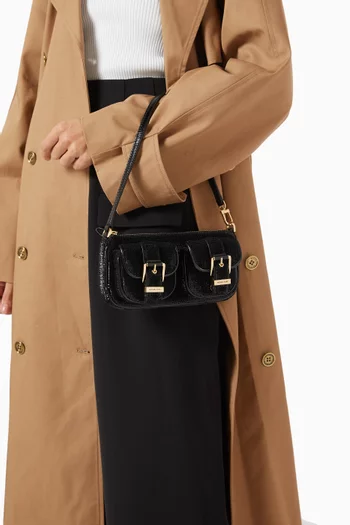 Small Zoe Sequin-embellished Pochette in Faux Leather