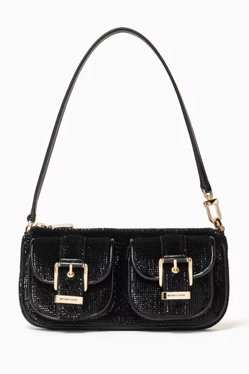 Small Zoe Sequin-embellished Pochette in Faux Leather