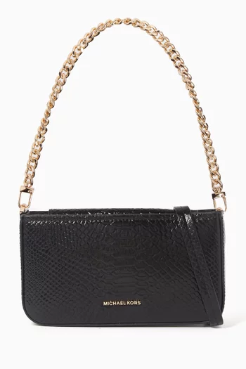 Small Bryant Convertible Pochette Bag in Snake-embossed Leather