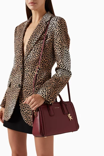 Small Laila Braided Satchel Bag in Leather