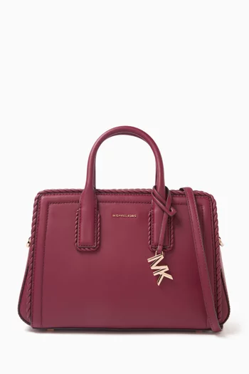 Small Laila Braided Satchel Bag in Leather