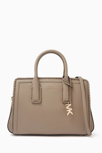 Small Laila Braided Satchel Bag in Leather