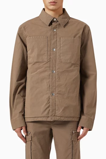 Garment-dyed Shirt Jacket in Stretch Cotton Poplin