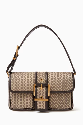 حقيبة كتف كولبي متوسطة قنب بنقشة شعار الماركة