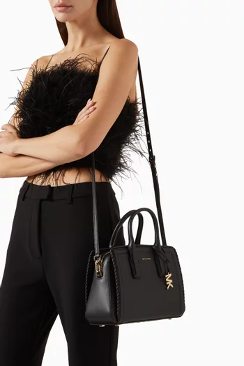 Small Laila Braided Satchel Bag in Leather