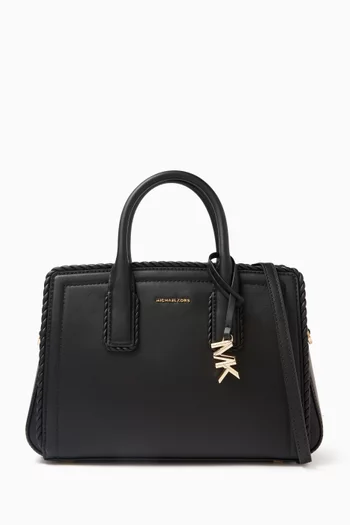Small Laila Braided Satchel Bag in Leather