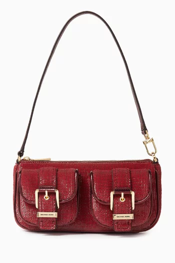 حقيبة بوشيت زوي صغيرة مطرزة بالترتر جلد صناعي