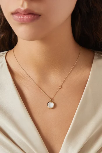 Circle Diamond & Enamel Necklace in 18kt Gold