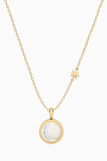 Circle Diamond & Enamel Necklace in 18kt Gold