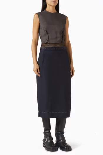 فستان بتفاصيل غير محاكة مزيج صوف