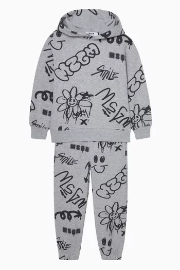 كنزة بغطاء رأس وشعار الماركة بالكامل قطن