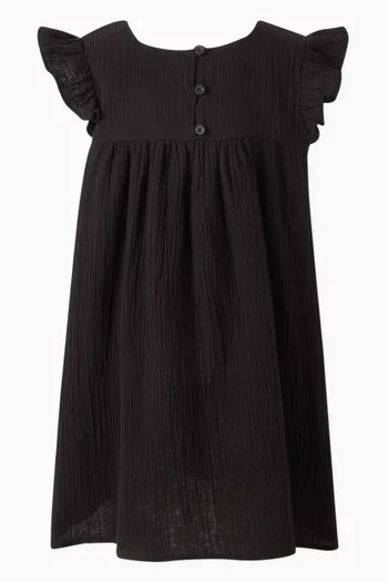 Ruffle Trim Dress in Organic Crinkled Cotton