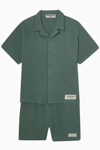 Oversized Short-sleeve Shirt in Organic Cotton Gauze