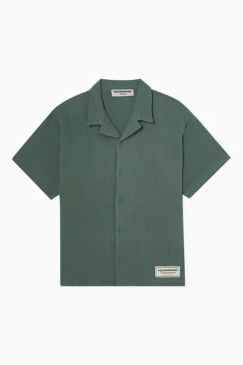 Oversized Short-sleeve Shirt in Organic Cotton Gauze